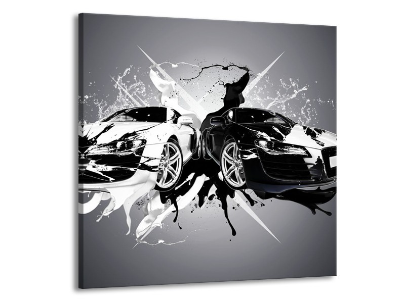 Canvas Schilderij Audi, Auto | Zwart, Wit, Grijs | 50x50cm 1Luik