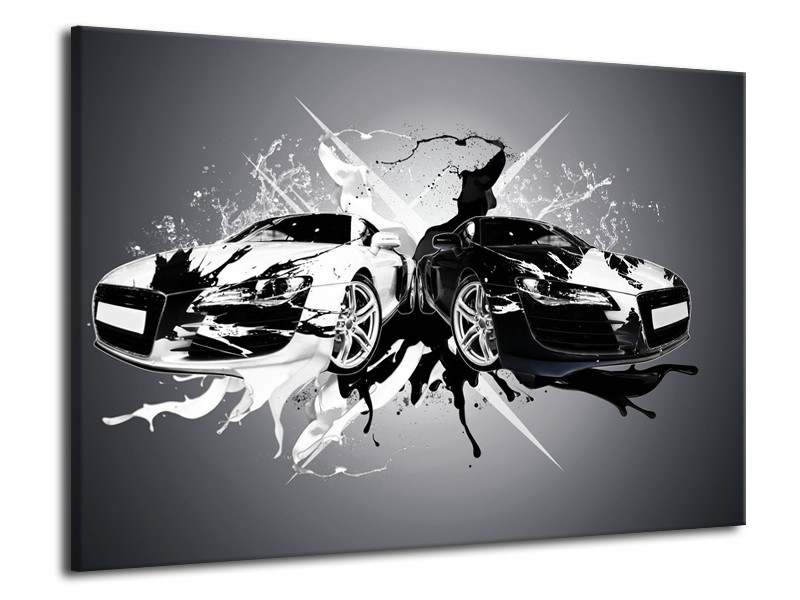 Canvas Schilderij Audi, Auto | Zwart, Wit, Grijs | 70x50cm 1Luik