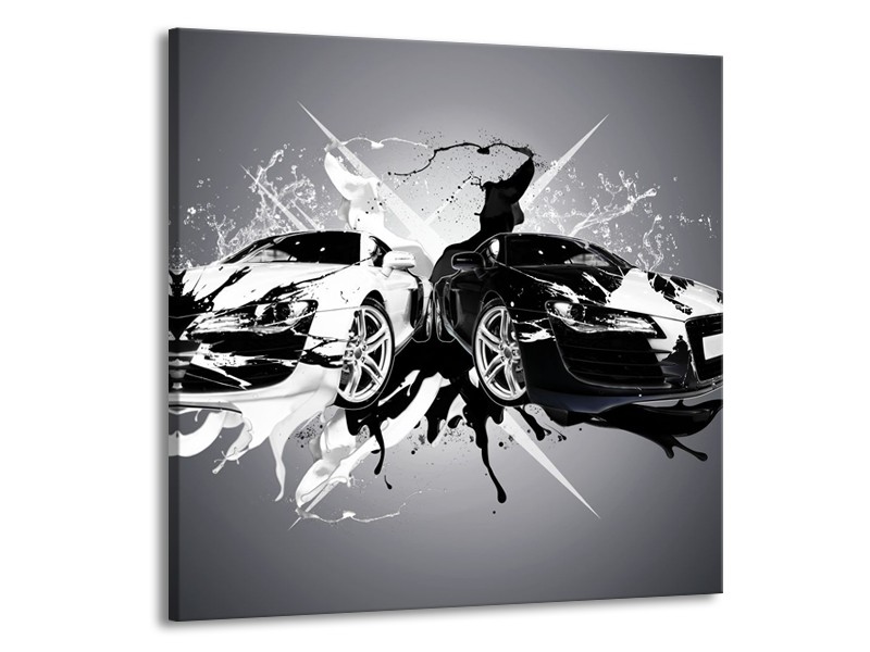 Glasschilderij Audi, Auto | Zwart, Wit, Grijs | 70x70cm 1Luik