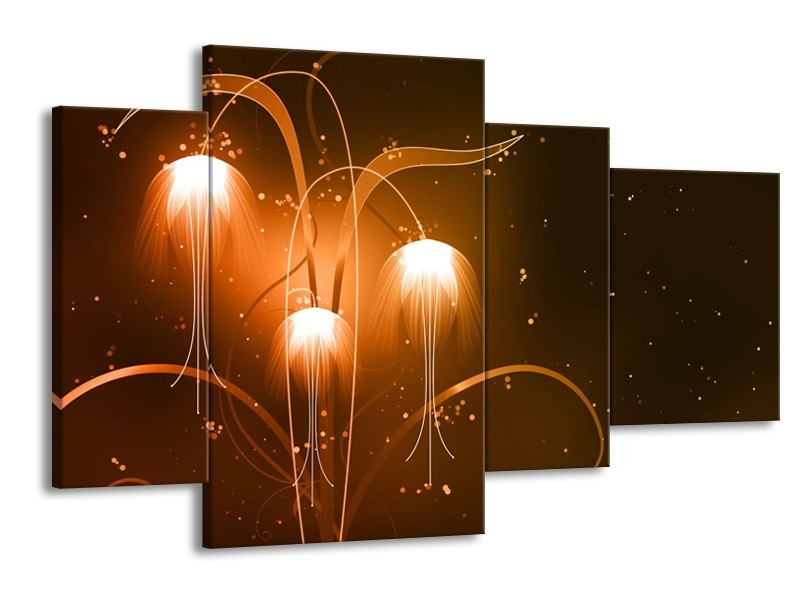 Glasschilderij Design, Abstract | Bruin, Goud | 120x75cm 4Luik