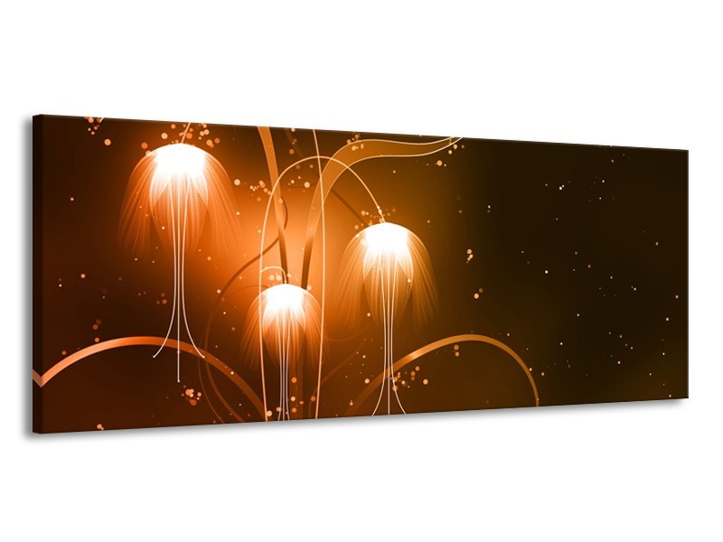 Canvas Schilderij Design, Abstract | Bruin, Goud | 145x58cm 1Luik