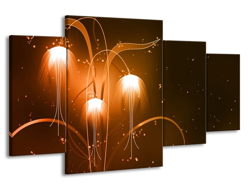 Glasschilderij Design, Abstract | Bruin, Goud | 160x90cm 4Luik