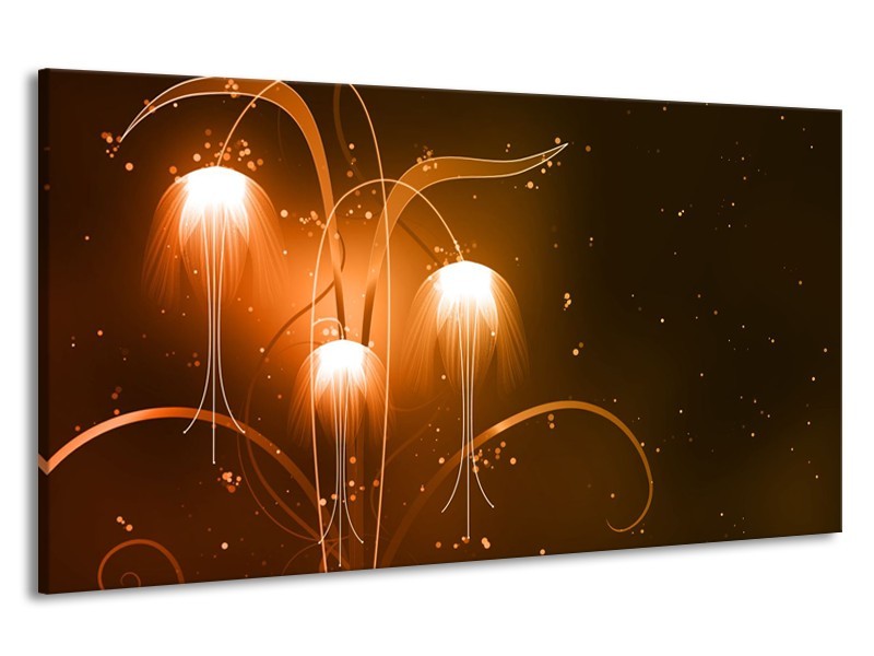 Canvas Schilderij Design, Abstract | Bruin, Goud | 190x100cm 1Luik