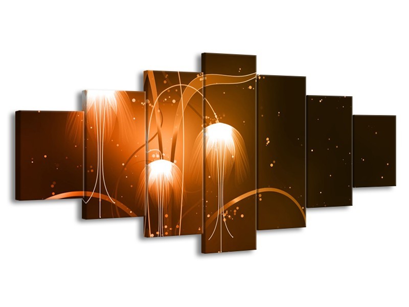 Glasschilderij Design, Abstract | Bruin, Goud | 210x100cm 7Luik