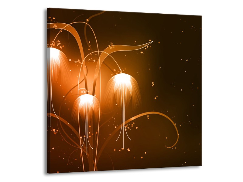 Glasschilderij Design, Abstract | Bruin, Goud | 50x50cm 1Luik