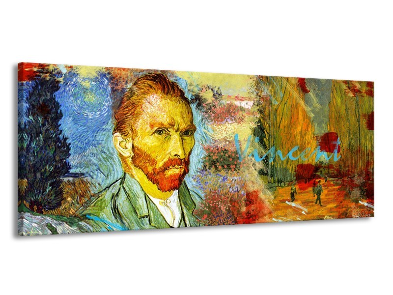 Glasschilderij Van Gogh, Modern | Oranje, Geel, Bruin | 145x58cm 1Luik