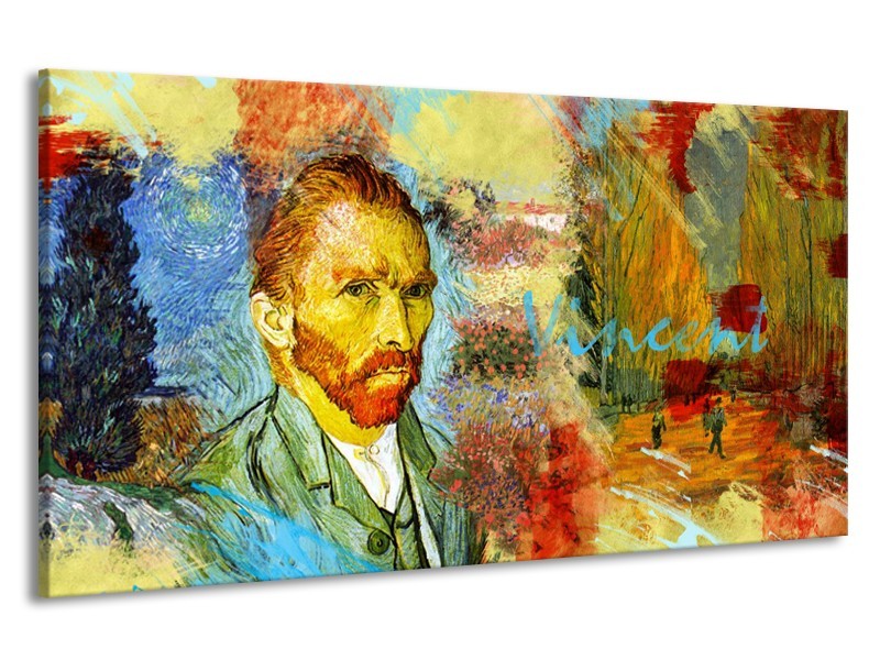 Canvas Schilderij Van Gogh, Modern | Oranje, Geel, Bruin | 190x100cm 1Luik