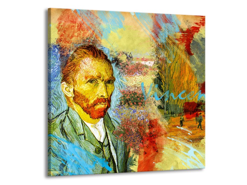 Glasschilderij Van Gogh, Modern | Oranje, Geel, Bruin | 50x50cm 1Luik