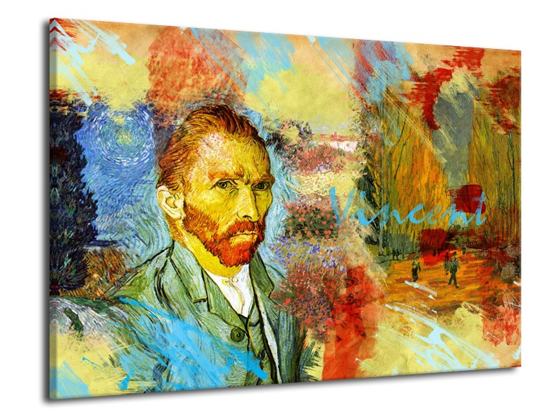 Glasschilderij Van Gogh, Modern | Oranje, Geel, Bruin | 70x50cm 1Luik