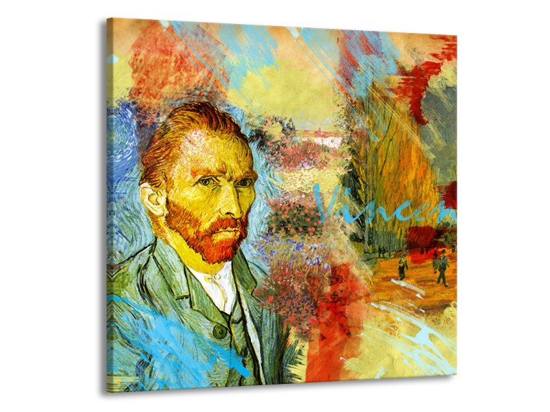 Glasschilderij Van Gogh, Modern | Oranje, Geel, Bruin | 70x70cm 1Luik