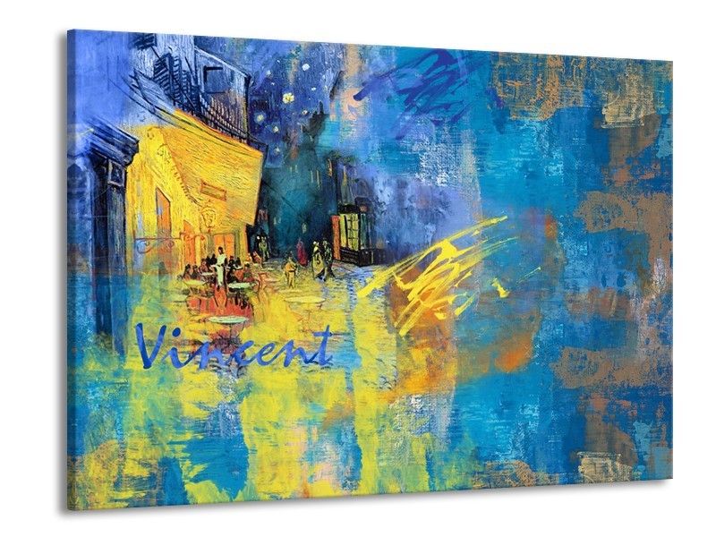 Canvas Schilderij Van Gogh, Modern | Blauw, Geel | 100x70cm 1Luik