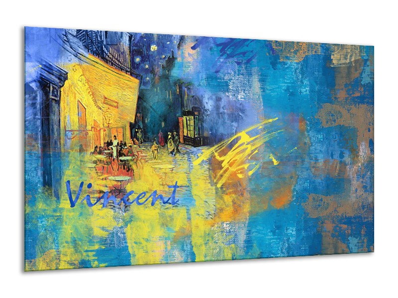 Canvas Schilderij Van Gogh, Modern | Blauw, Geel | 120x70cm 1Luik