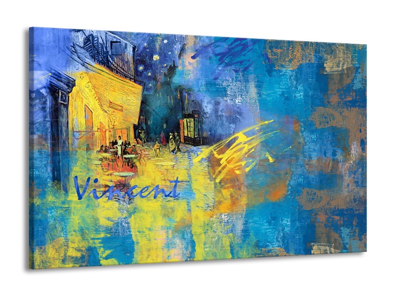 Canvas Schilderij Van Gogh, Modern | Blauw, Geel | 140x90cm 1Luik