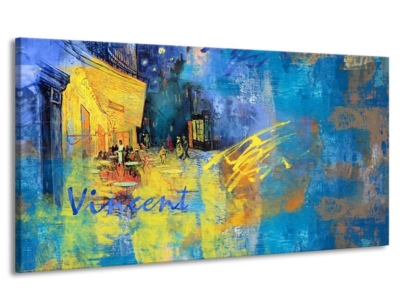 Canvas Schilderij Van Gogh, Modern | Blauw, Geel | 170x90cm 1Luik