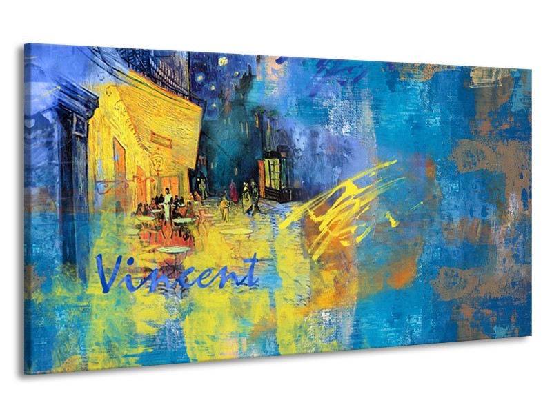Canvas Schilderij Van Gogh, Modern | Blauw, Geel | 190x100cm 1Luik