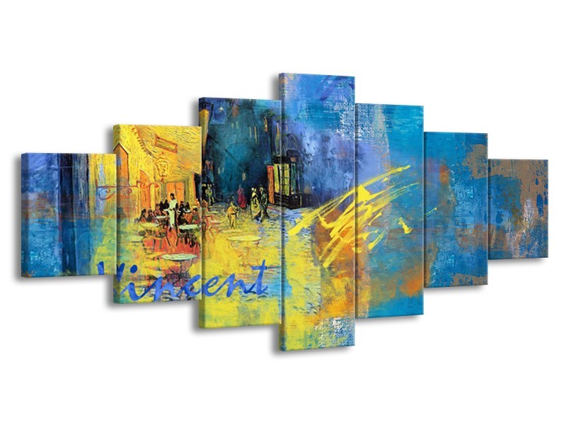 Glasschilderij Van Gogh, Modern | Blauw, Geel | 210x100cm 7Luik