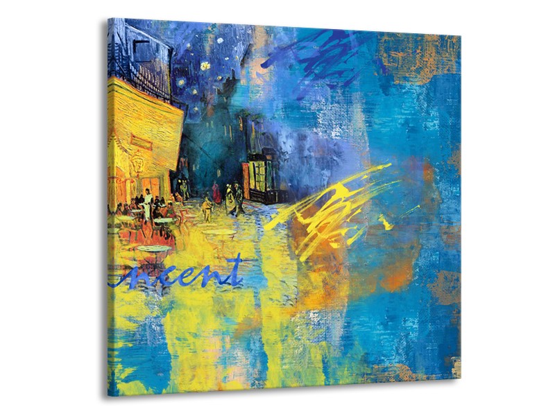 Canvas Schilderij Van Gogh, Modern | Blauw, Geel | 50x50cm 1Luik