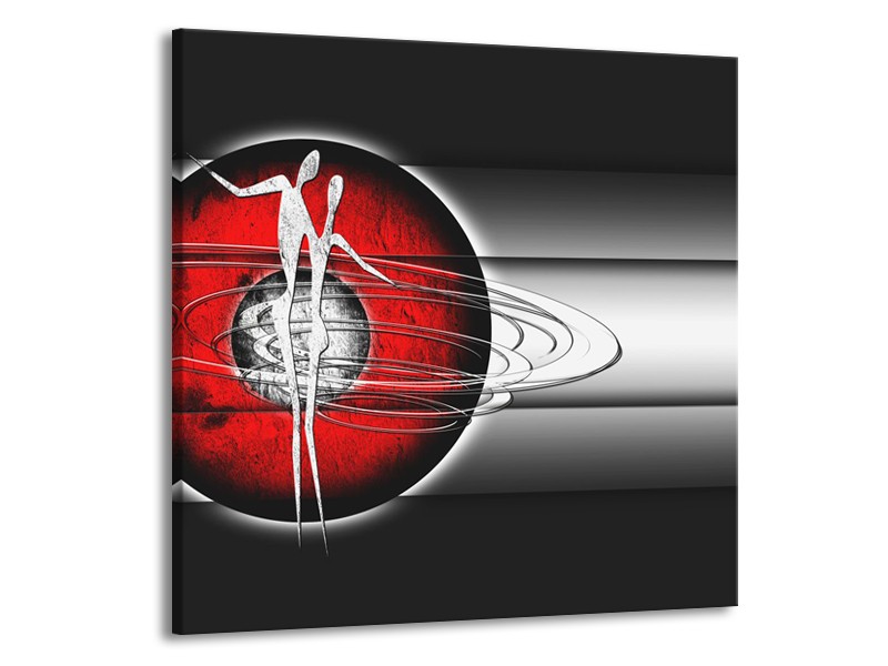 Canvas Schilderij Abstract, Modern | Zwart, Wit, Rood | 50x50cm 1Luik