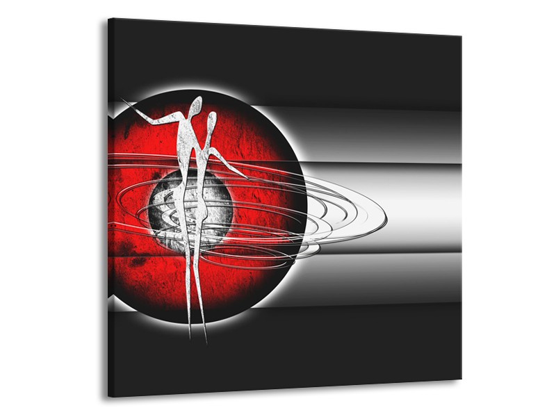 Canvas Schilderij Abstract, Modern | Zwart, Wit, Rood | 70x70cm 1Luik