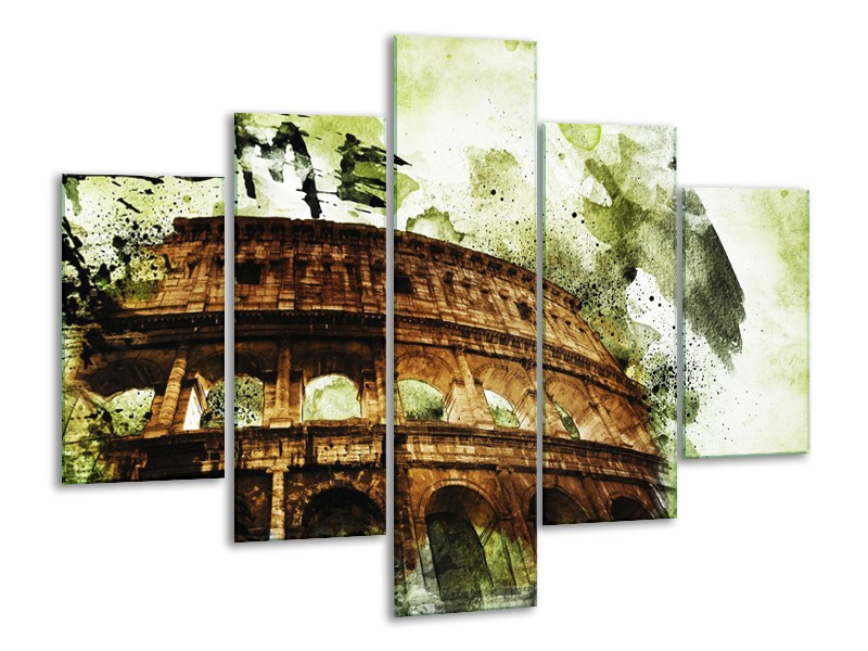 Canvas Schilderij Italie, Rome | Groen, Bruin | 100x70cm 5Luik