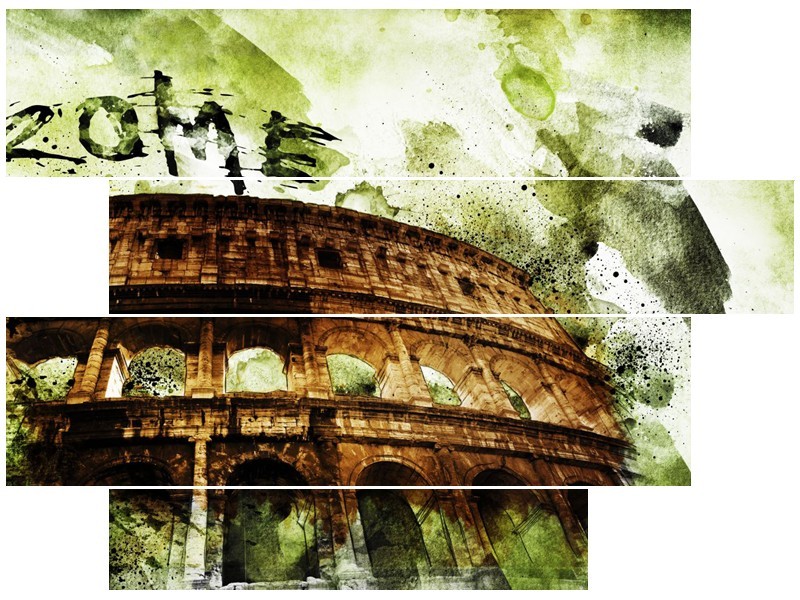 Canvas Schilderij Italie, Rome | Groen, Bruin | 115x85cm 4Luik