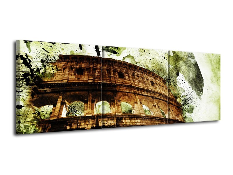 Canvas Schilderij Italie, Rome | Groen, Bruin | 120x40cm 3Luik