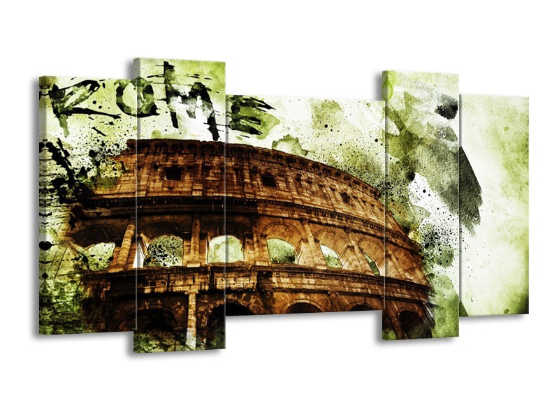 Canvas Schilderij Italie, Rome | Groen, Bruin | 120x65cm 5Luik