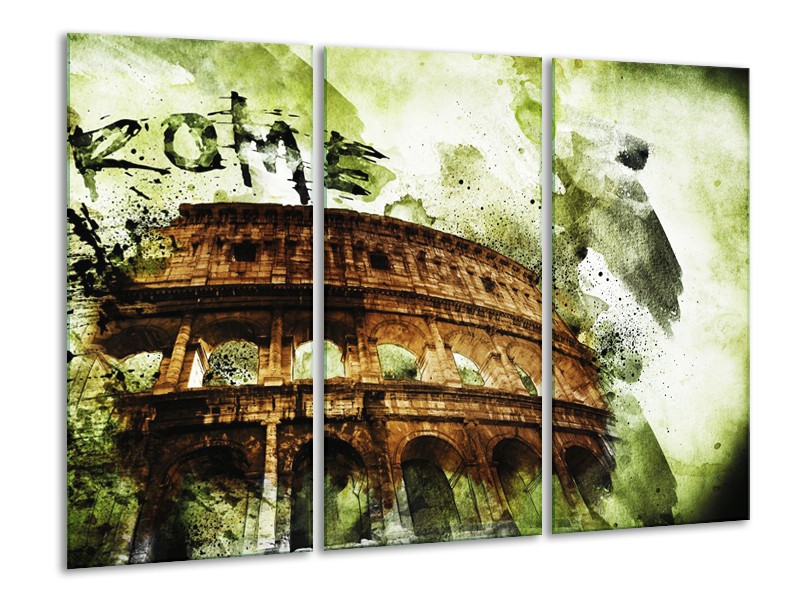 Canvas Schilderij Italie, Rome | Groen, Bruin | 120x80cm 3Luik