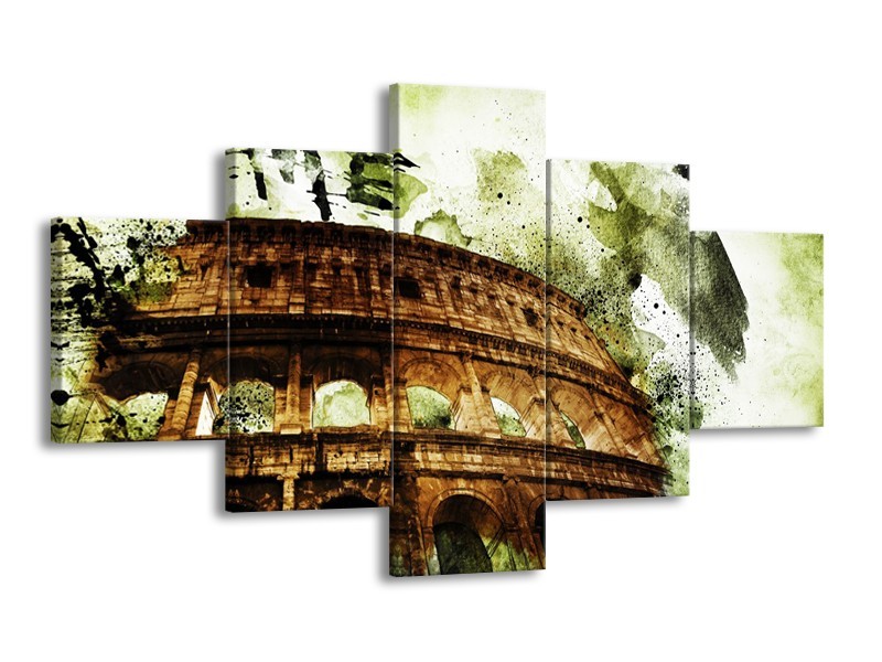 Canvas Schilderij Italie, Rome | Groen, Bruin | 125x70cm 5Luik