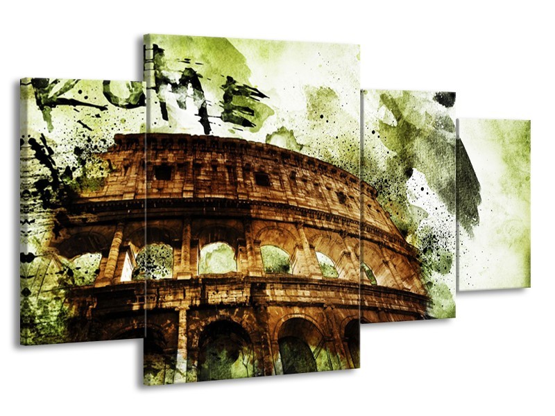 Canvas Schilderij Italie, Rome | Groen, Bruin | 160x90cm 4Luik