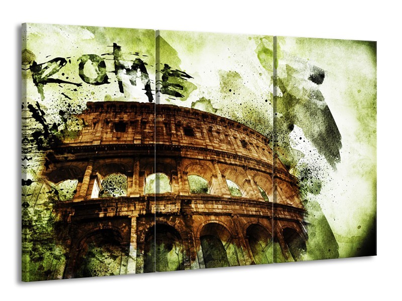 Canvas Schilderij Italie, Rome | Groen, Bruin | 165x100cm 3Luik