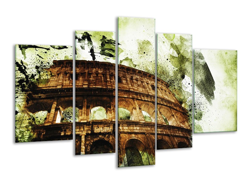 Canvas Schilderij Italie, Rome | Groen, Bruin | 170x100cm 5Luik