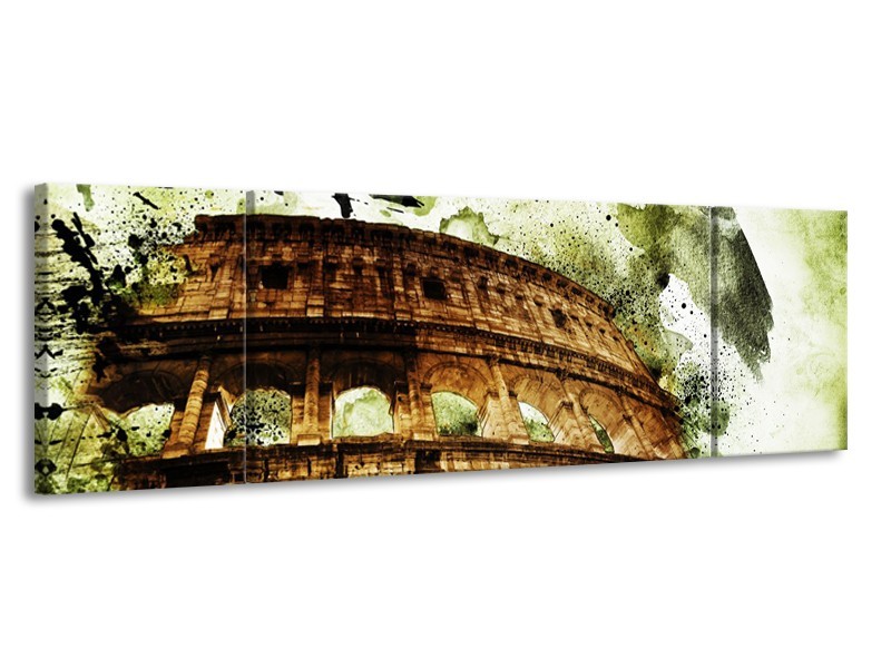 Canvas Schilderij Italie, Rome | Groen, Bruin | 170x50cm 3Luik