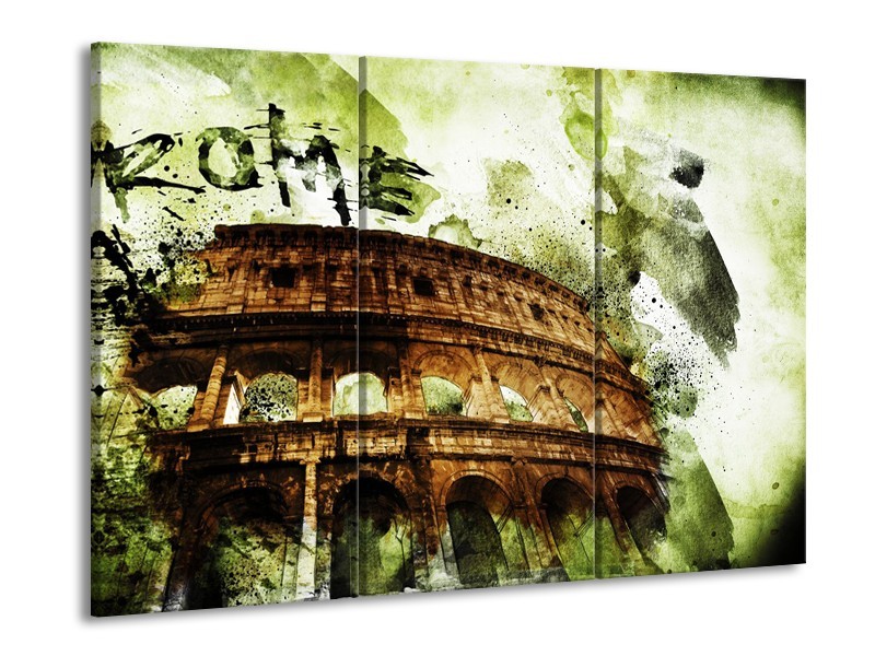 Canvas Schilderij Italie, Rome | Groen, Bruin | 60x90cm 3Luik