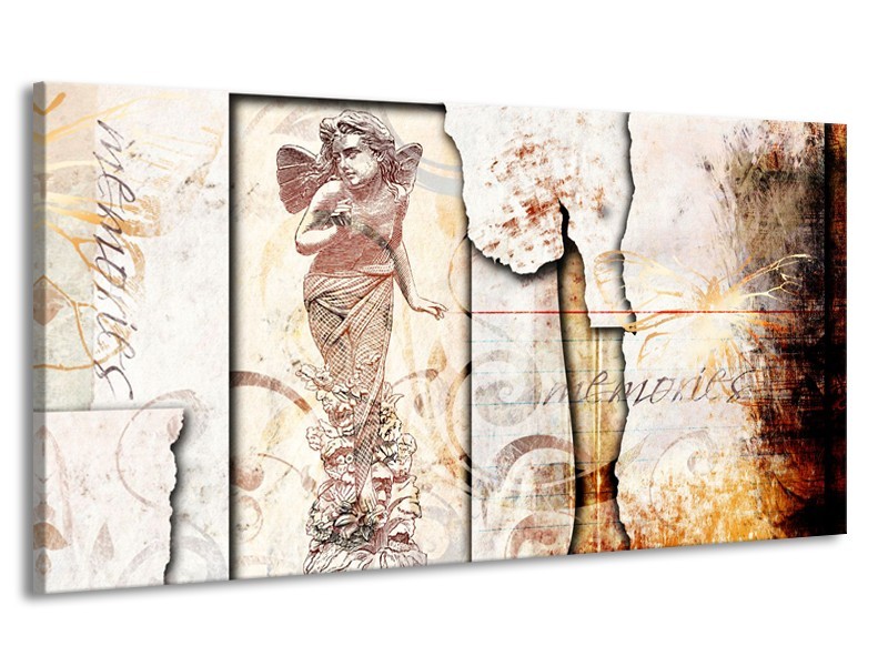 Canvas Schilderij Design, Engel | Crème, Oranje, Bruin | 170x90cm 1Luik