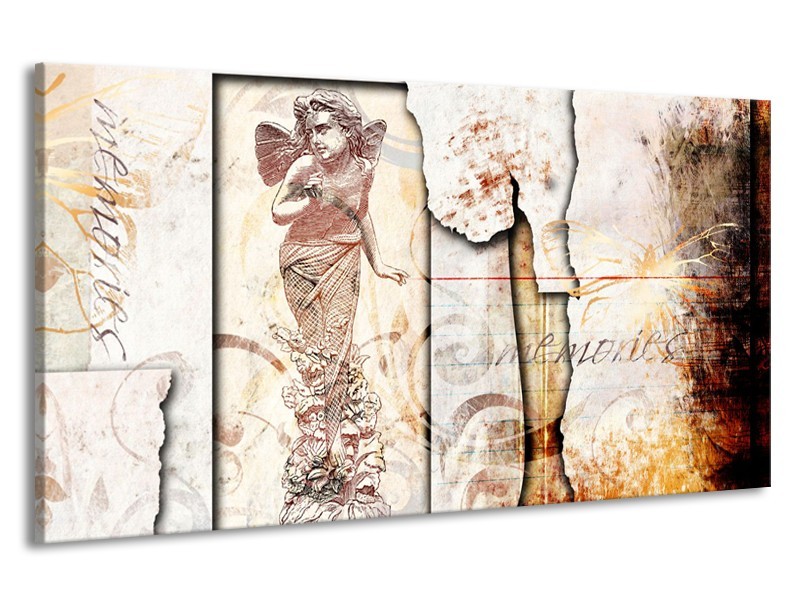 Canvas Schilderij Design, Engel | Crème, Oranje, Bruin | 190x100cm 1Luik