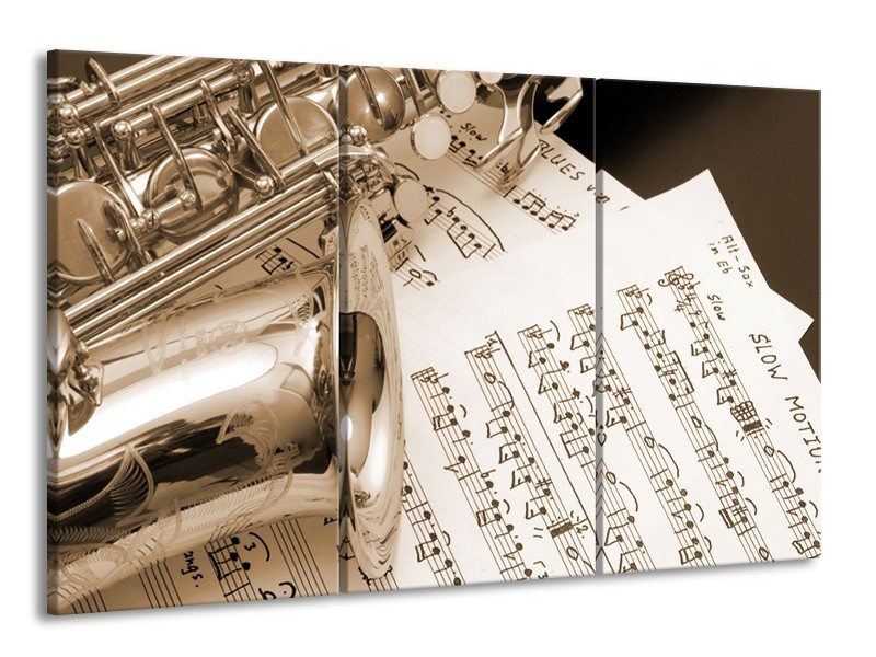 Glasschilderij Muziek | Sepia | 165x100cm 3Luik