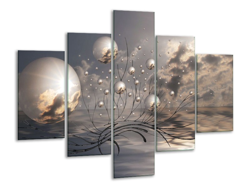 Glasschilderij Design | Grijs | 100x70cm 5Luik