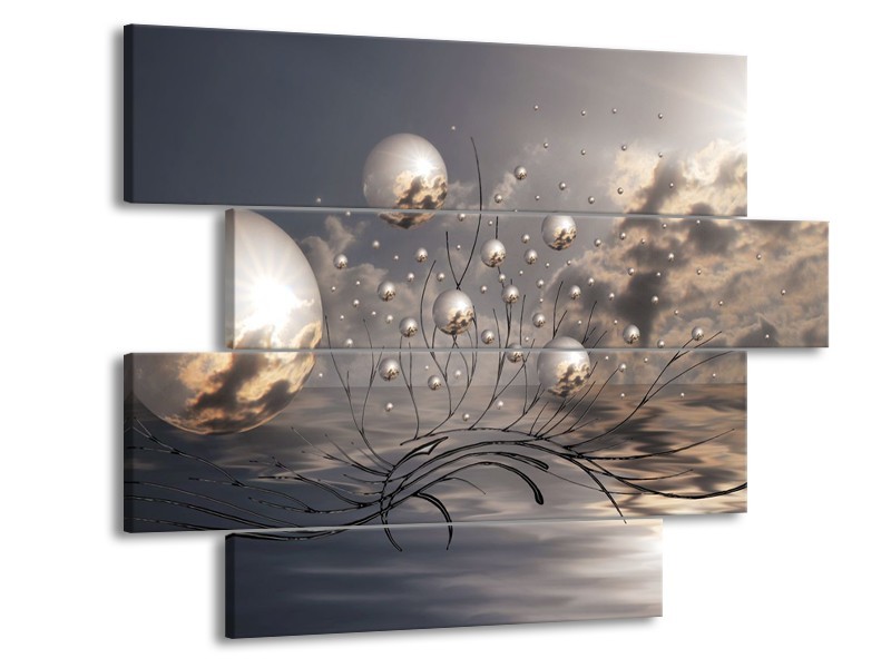 Glasschilderij Design | Grijs | 115x85cm 4Luik
