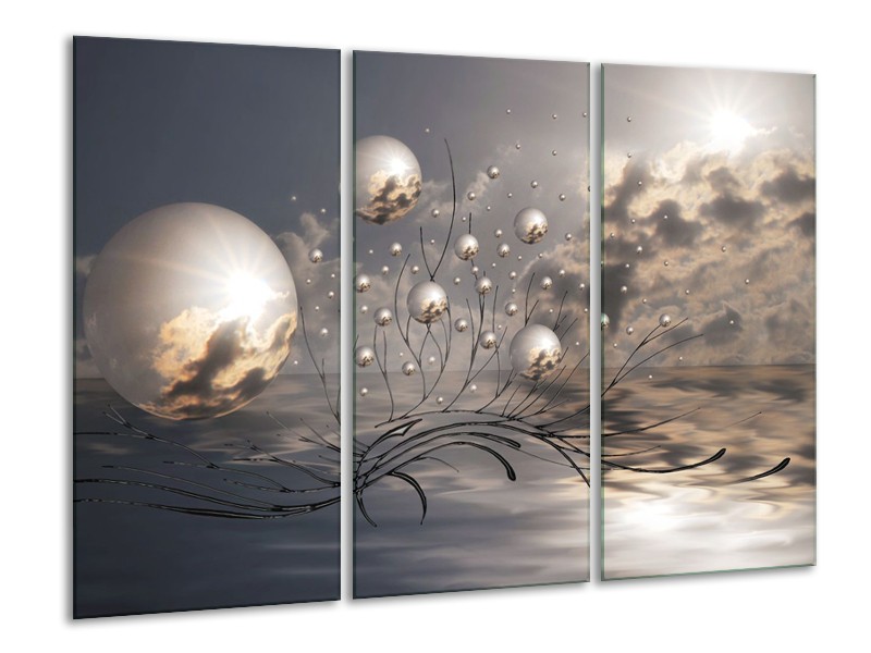 Glasschilderij Design | Grijs | 120x80cm 3Luik