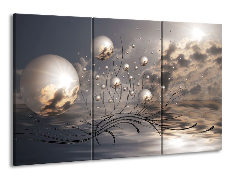 Glasschilderij Design | Grijs | 165x100cm 3Luik