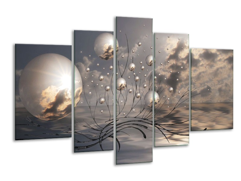 Glasschilderij Design | Grijs | 170x100cm 5Luik