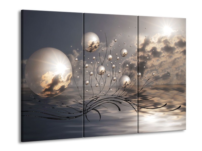 Glasschilderij Design | Grijs | 60x90cm 3Luik