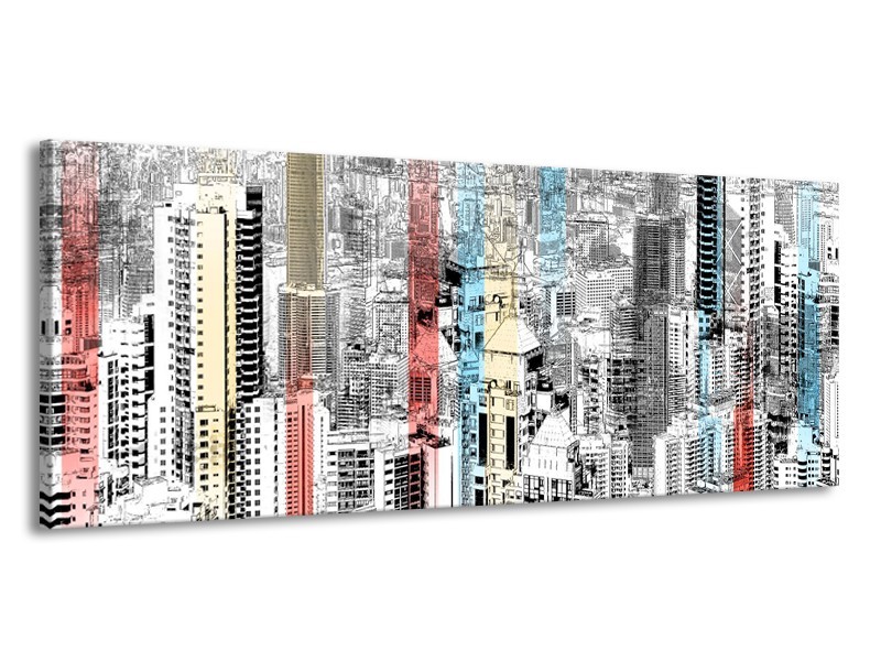 Glasschilderij Modern, Steden | Zwart, Wit | 145x58cm 1Luik