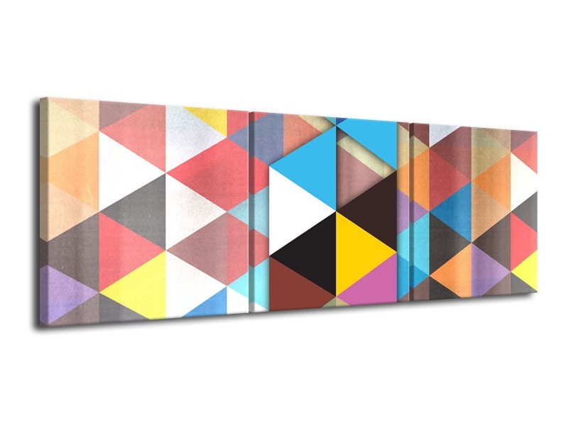 Canvas Schilderij Design | Blauw, Geel | 120x40cm 3Luik