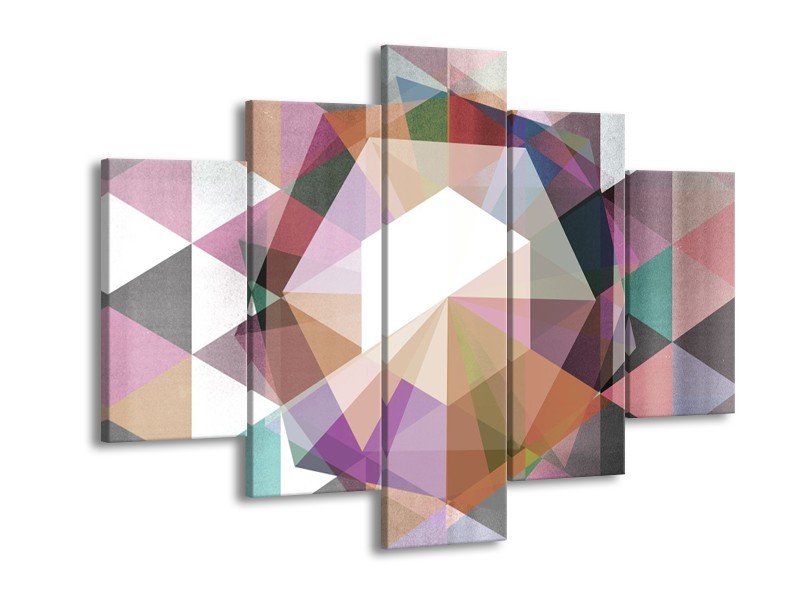 Canvas Schilderij Design | Paars, Grijs | 150x105cm 5Luik