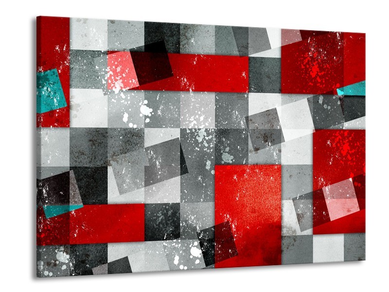 Canvas Schilderij Design | Grijs, Rood | 100x70cm 1Luik