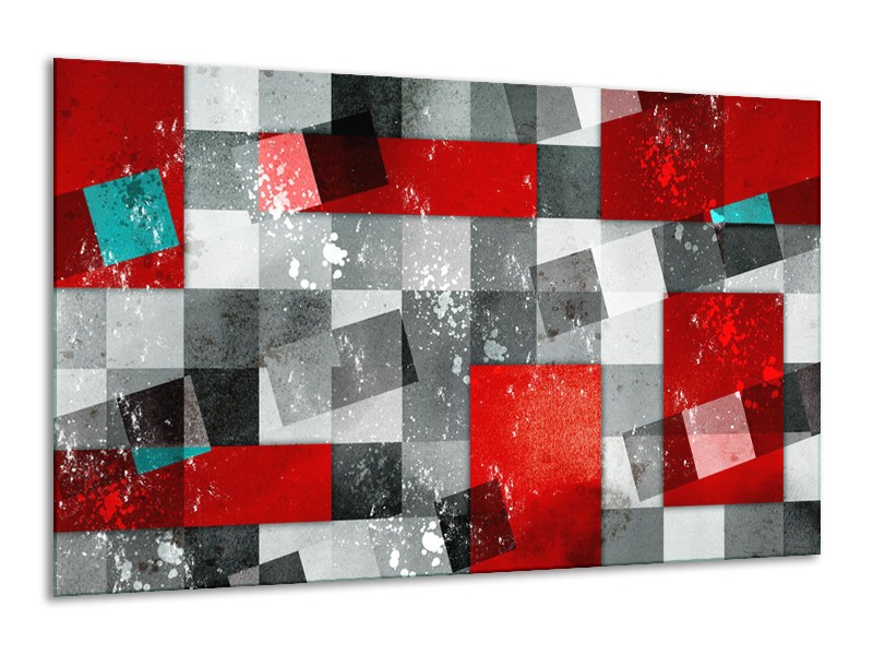 Canvas Schilderij Design | Grijs, Rood | 120x70cm 1Luik
