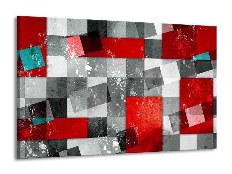 Glasschilderij Design | Grijs, Rood | 140x90cm 1Luik