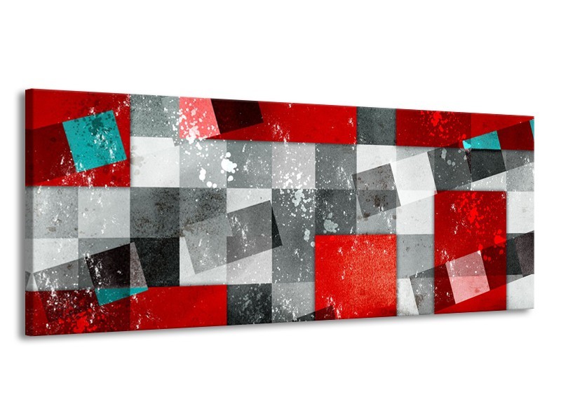 Canvas Schilderij Design | Grijs, Rood | 145x58cm 1Luik